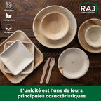 Raj Disposable Palm Leaf Bowls (25 Count, 4" Square Bowls) Strong Bowl Like Bamboo Party Bowl - Decorative Compostable Tableware for Lunch, Dinner, Birthday, Outdoor, BBQ, Picnic.