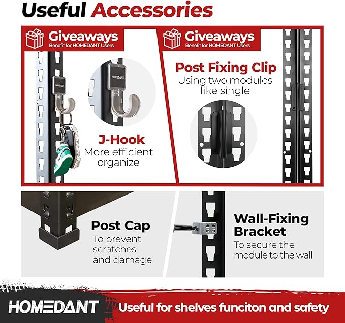 HOMEDANT 5-Tier Laminated Boltless Heavy Duty Metal Shelving Unit Adjustable Garage Storage Utility Rack Shelves Organization Shelf Warehouse Industrial 39.8" W x 18.2" D x 71.3" H 10Pack