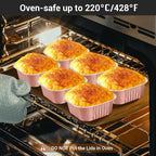 EUSOAR Disposable Ramekins, 50pcs 10oz Rose Gold Creme Brulee Ramekins Disposable Muffin Cups for Baking, Mini Cake Pans with Lids Loaf Bread Containers Cupcake Liners for Party Favor Birthday