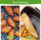 360 Pcs 8.7" x 5.5" Unbleached Heavy Duty Air Fryer Paper Liners Disposable, Non-Stick & Non-Leak Parchment Paper Liners for Airfryer Basket, Deep Fryer Parts & Accessories
