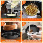 8 Inch Round Cake Pan with Handle, 3PCS Nonstick Cake Pans with 100 PCS Parchment Paper