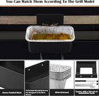 Grill Grease Catcher for Blackstone Griddle with 10 Pack Grease Cup Liners Aluminum Foil Tray Pan Drip Tray Pan for 17, 22, 28 & 36 inches Griddle (Long Hook)