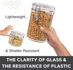 Oggi Jumbo Clear Canister with Clamp Lid, 150 oz - Airtight Food Storage Container, for Kitchen & Pantry Storage of Bulk, Dry Foods Including Pasta, Flour, Sugar, Coffee, Rice, Tea, Spices & Herbs
