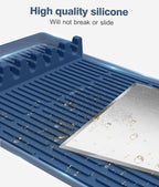 Silicone Griddle Tools Mat for Blackstone - Large Silicone Spatula Mat with Drip Pad - Griddle Mats BBQ Grill Accessories - Side Shelf Mats Grill Pad for Blackstone Griddles Accessories (Blue)