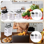 6 Pcs Mini Cheese Grater Professional Small Box Grater Stainless Steel Handheld Slicer with 4 Sides Food Shredder Safe Zester for Kitchen Cheese Garlic Ginger Vegetable Potatoes