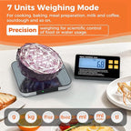 Food Kitchen Scale - TRUDIN Digital Food Weight Grams and Oz,USB Charging,Max.22lb/10kg,1g/0.05oz Accuracy,5 Units with Large Backlit LCD,Waterproof Easy-Clean (Light Silver)
