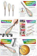 Silicone Whisk Set - Non-Scratch Set of 3 - Mini & Small Sizes - Stainless Steel Whisk - Cookware Wisking Tool
