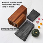 ENOKING Universal Knife Block without Knives, Acacia Wood Knife Holder/Knife Organizer with Removable Plastic Bristles for Kitchen Counter Knife Storage Rack
