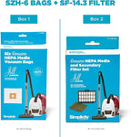 Simplicity Vacuums 6-pack Vacuum Bags Type Z and Filter Set for Jill Canister Vacuum Cleaner, SZH-6 Bags and SF-I4.3 Filter Set with Certified HEPA FiltratioN