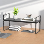 iPEGTOP Expandable Cabinet Storage Shelf Organizer Rack, Heavy Duty Steel Metal Spice Rack Adjustable Height Home Office Garage Pantry Shelves for Counter Kitchen Organization, Black, 2 Pack