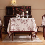 ISAENNE Designer Vintage Linen Small Rectangular Tablecloth,Red Floral Pattern Linen Stain Resistant Table Cloth,Decor Tablecloths for Dining Thanksgiving Kitchen Tea Party,55"*71"-Harmony