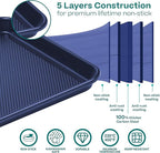 Baker's Secret Baking Sheets Non Stick, 3x Cookie Sheets for Oven, Diamond Texture Premium Air Flow, Set of 3 Baking Trays, Extra Thick 0.6mm with Diamond Base PFOA, PFOS, PTFE and PFAS free Bakeware