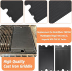 2-in-1 Reversible 19.25” x 11.75” Pre-Seasoned Cast Iron Cooking Griddle for Regal/Imperial Models Grill 11239, Flat Griddle Top Plate for Gas Stove/Charcoal/Electric/Propane/Gas Grill