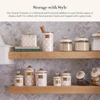 MACKENZIE-CHILDS Rosy Check Enamel Canister, Pink-and-White Kitchen Storage Container with Lid, Demi