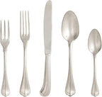 FORTESSA San Marco 18/10 Stainless Steel Flatware, 20 Piece Place Setting With Table Knives, Forks and Spoons (Service For 4), Dishwasher Safe, Antiqued