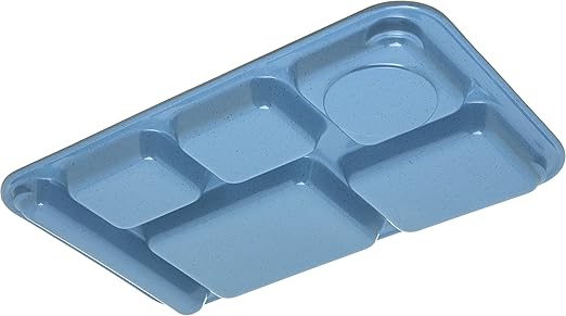 Carlisle FoodService Products Plastic Meal Tray Righ-Handed Heavyweight Lunch Tray with 6-Compartments for Schools, Cafeterias, and Dining Halls, Melamine, 15 x 9 Inches, Sandshade