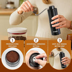 Manual Coffee Grinder with Adjustable Grind Setting -420 Steel Burr Hand Grinder for Espresso, French Press, Pour Over -Portable Coffee Bean Grinder for Travel, Office, Gift
