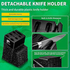 FULLHI 14pcs Block Knife Set, Chef's Knife Steak Knives Set with Block and Sharpener, Kitchen Knife Set, Multi-colour Handle, Gifts for Men Women