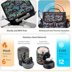 Lunch Box Set with Bento Box Container, 17OZ Stainless Steel Food Soup Thermo, Kids Water Bottle & Portable Insulated Lunch Bag – Leakproof, Hot/Cold Retention for School, Travel (Black-Game)