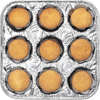9-Cavity Mini Cupcake Easy and Simple Release Muffin Pans - Disposable Aluminum Baking Cup Cake Mold Pan - For Weddings, Gatherings, Birthdays, Parties (24)