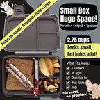 BEARFOOT Kids Lunch Box with Compartments – Compact & Lightweight | Leak-Proof, BPA-Free, Dishwasher & Microwave Safe | Hand-Drawn Design for Preschool, School, Travel (Black, 2.75 Cups)