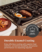 Caraway Cast Iron Skillet - 10.5” Enameled Cast Iron Pan With 3 Layer Enamel Coating - No Seasoning Required - Compatible With All Stovetops - Free From Forever Chemicals - Midnight Blue