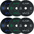 CAP Barbell 2-Inch Olympic Bumper Plate Weight Set with 6 Post Rack | 100-370 lbs | Multiple Options