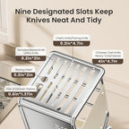 Knife Block Holder without Knives, Universal Kitchen Storage Stand, Safe Space Saver Large Volume Stable Knife Storage With a drip tray at the base Detachable for Easy Cleaning - White
