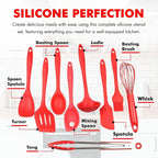 Chef Craft Premium Silicone Kitchen Tool and Utensil Set, 9 Piece, Red