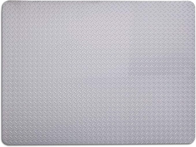 RESILIA Large Under Grill Mat – Heavy Duty, Reusable Outdoor Floor Protector Mats for Deck, Patio, & Garage – 36 Inch x 48 Inch, Silver Diamond Plate, Made in The USA