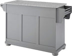 Crosley Furniture Alexandria Granite Top Rolling Kitchen Island Storage Cart, Microwave Stand, Spice Rack, Gray
