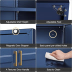 71" Tall Metal Storage Cabinet, Kitchen Pantry Storage Cabinets with Doors and 4 Adjustable Shelves, Food Pantry Cabinet, Large Cupboard, Utility Steel Cabinets for Dining, Living Room, Blue