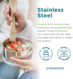 U Konserve Stainless Steel Round Food Storage Bento Box Container, Leak Proof Silicone Lid Dishwasher Safe - Plastic Free, 5oz