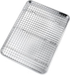 P&P CHEF 16 Inch Baking Sheet and Rack Set, Stainless Steel Cookie Sheets Oven Baking Pans Trays with Cooling Racks for Cooking & Roasting, Oven & Dishwasher Safe, (2Pcs)