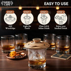 Cocktail Smoker Kit with Torch - Whiskey Smoker Kit comes with Saturn-Shaped Smoke Infuser, Culinary Torch, Cotton Bag and Wood Chips (Apple & Cherry) - Gifts for Men (Without Butane)