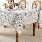 Rectangle Tablecloth Pastoral Style, Waterproof & Stain Resistant Table Cloth Wrinkle Free Table Cover for Dining/Kitchen/Patio, Washable Indoor & Outdoor Use, 55"X86" Blue