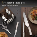 Knife Set, Astercook Kitchen Knife Set with Block, 15 Pcs Luxurious High Carbon German Stainless Steel Knives Set with Full Tang Ergonomic Handle, Dishwasher Safe Knife Block Set with Sharpening Rod