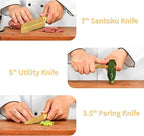 ZHANG XIAO QUAN SINCE 1628 15Pcs Knife Set with White Block, High Carbon Stainless Steel Kitchen Knife Set, Sharp and Durable, Hundreds of Years of Masterful(Golden)