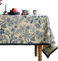 ISAENNE Designer French Linen Small Square Tablecloth,Blue Floral Washable Indoor Table Cloth,Durable Home Decor Tablecloths for Dining Thanksgiving Kitchen Tea Party Christmas,55"*55"-Ruyi B