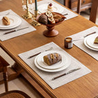 KXN Placemats Set of 6, Dual-Layer Thickened Faux Linen Table Mats, Heat Resistant & Wrinkle-Free, Machine Washable Cloth Place Mats for Kitchen Dining Indoor Outdoor (Cream Beige)