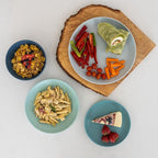 Grow Forward 16-piece Premium Wheat Straw Dinnerware Sets for 4 - Unbreakable Dishwasher & Microwave Safe Plastic Plates and Bowls Sets - Patio, Outdoors, RV, Camping Dishes - Seascape