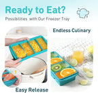 Silicone Freezer Tray with Lid Soup Freezer Container Molds with Steel Reinforced Rim Ice Cube Freezer Molds Large Ice Cube Tray Silicone Freezer Container Freeze & Store Soup Sauce Broth Leftovers