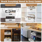 HBL' 2 Pack | 21" Deep Pull Out Cabinet Organizer Adhesive, 12-Inch Wide Sturdy Carbon Steel Roll-Out Drawers for Face Frame or Frameless Cabinets,Slide-Out Shelves for Pantry.