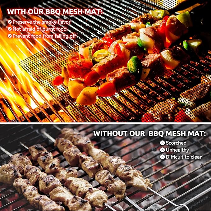 Dailyart Grill Mesh - Set of 5 Non-Stick Mesh Grill, Even Heating, Easy Clean-Up, Reusable and Durable, Perfect Mesh Grill Mat for Outdoor BBQ Accessories, Grill Topper for Outdoor Grill