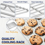 16 Inch Baking Sheet Pan with Rack Set, Joyfair Stainless Steel Toaster Oven Pans Tray & Cooling Racks for Cookie/Jelly Roll/Bacon/Meat, Commercial Metal & Rust-free, Dishwasher Safe