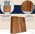 Magnetic Knife Holder, Acacia Wood Double-Sided Magnetic Knife Block - Knife Stand - Strong Magnets - Universal Size - Minimalist Modern Style by BAASK
