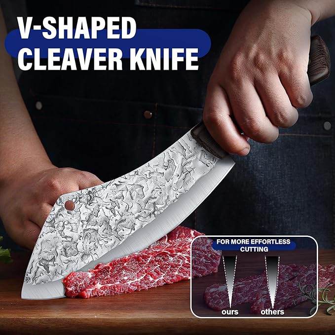 DRAGON RIOT Chef Butcher Knife Set for Meat Cutting, 4 Pcs Japanese Forged Chef Knives Set for Men and Women Gift for Men