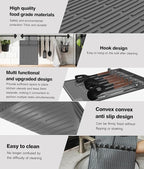 Silicone Griddle Tools Mat for Blackstone - Large Silicone Spatula Mat with Drip Pad - Griddle Mats BBQ Grill Accessories - Side Shelf Mats Grill Pad for Blackstone Griddles Accessories (Gray)