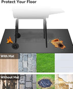55×39 inch Heavy Duty Large Under Grill Mats for Outdoor Grill, Double-Sided Fireproof, Waterproof, Oil Proof Deck and Patio Protector, BBQ Mat Grill Floor Mats Fireplace Fire Pit Mat