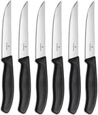 Victorinox Swiss Classic Steak Knives - Kitchen Utensils - Ergonomic, Stainless Steel Meat Knives - Black Handles, Straight Edge, 6-Piece Set